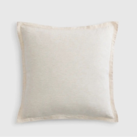 QUINCE European Linen Stripe Euro Sham Natural White Mini Pinstripe 1148 1450 - Picture 1 of 11